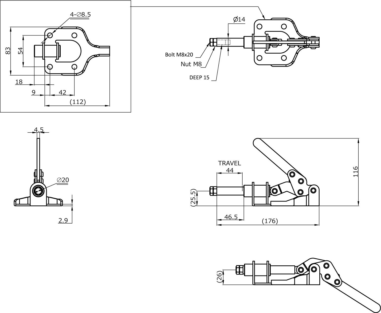 角田興業/KAKUTAKOGYO 横押し型トグルクランプ No.51MB KC51MB(1229320) JAN：4571133240220 